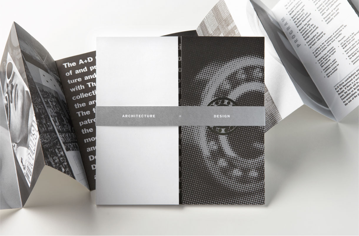 Logo, brochure and stationery design for MoMA’s A+D Circle.